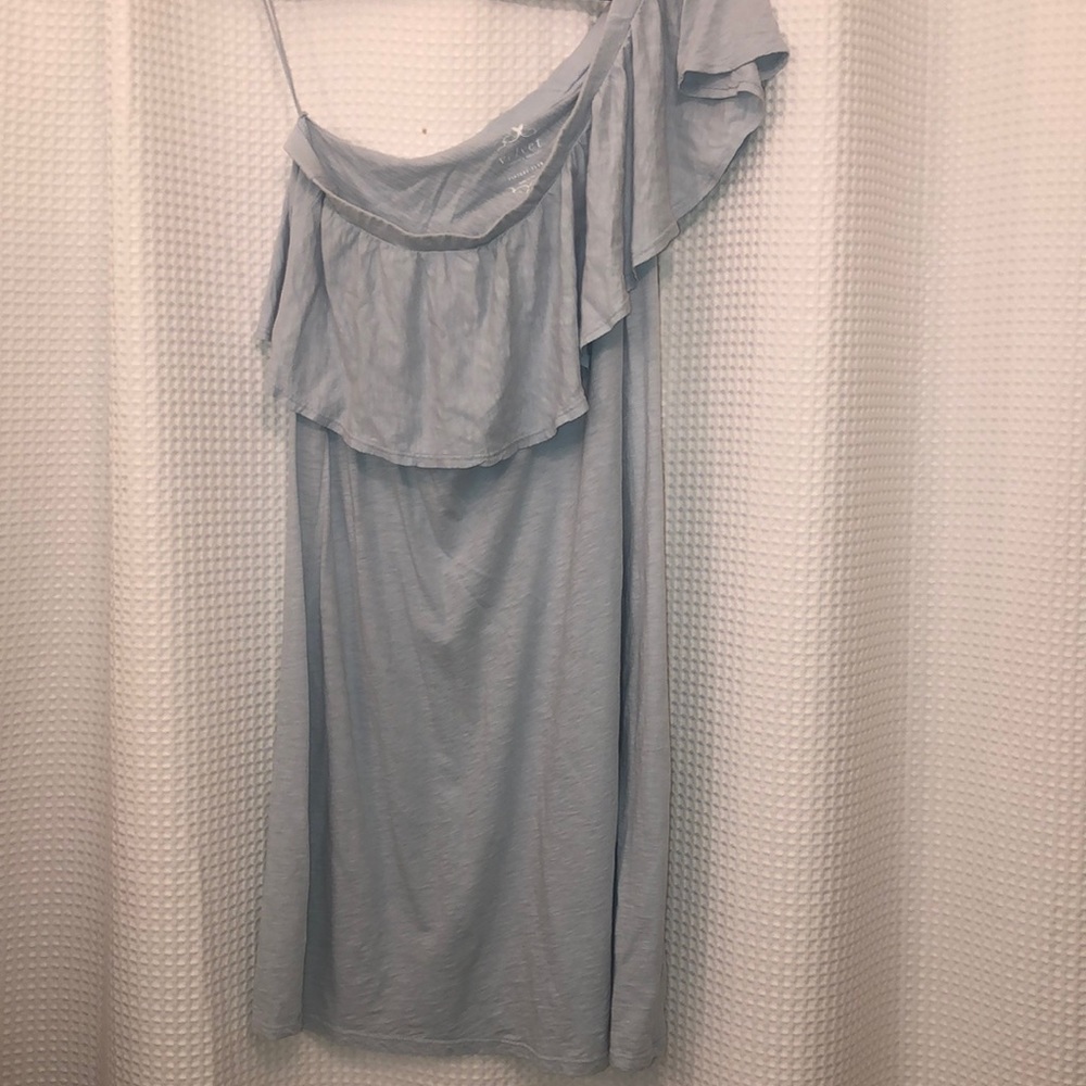 Light blue off the shoulder dress